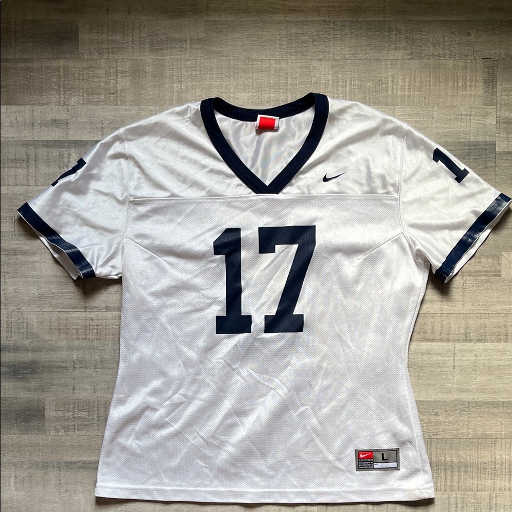 Penn State Youth Large 14-16 Nike White and Navy V-Neck Sports Jersey